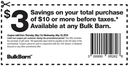 Bulk Barn Extra 3 Off 10 Purchase Coupon May 3 16 Winnipeg