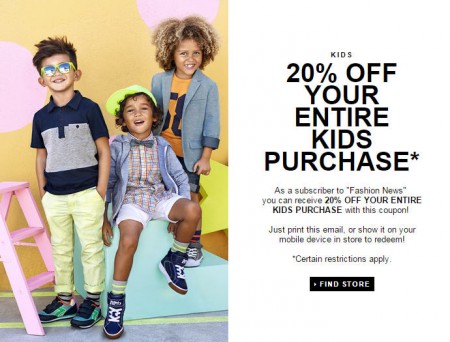 H&M 20 Off Your Entire Kids Purchase Coupon (Until Apr 6)