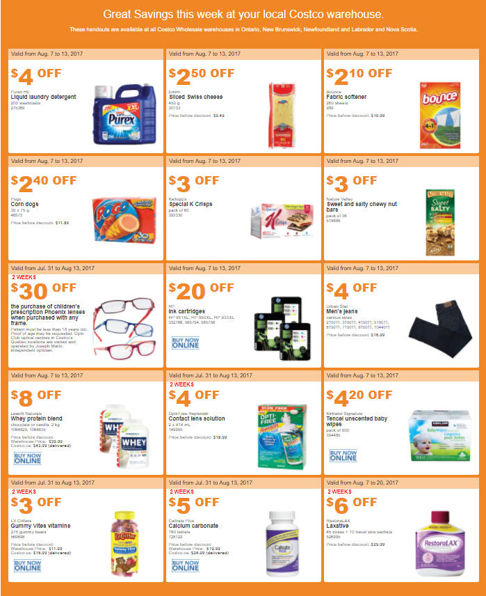 Costco: Weekly Handout Instant Savings East Coupons (Aug 7-13)