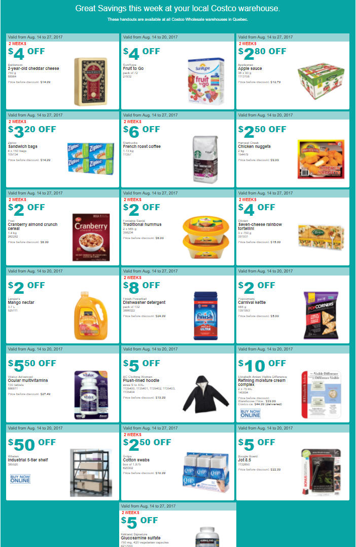 Costco: Weekly Handout Instant Savings Quebec Coupons (Aug 14-20)