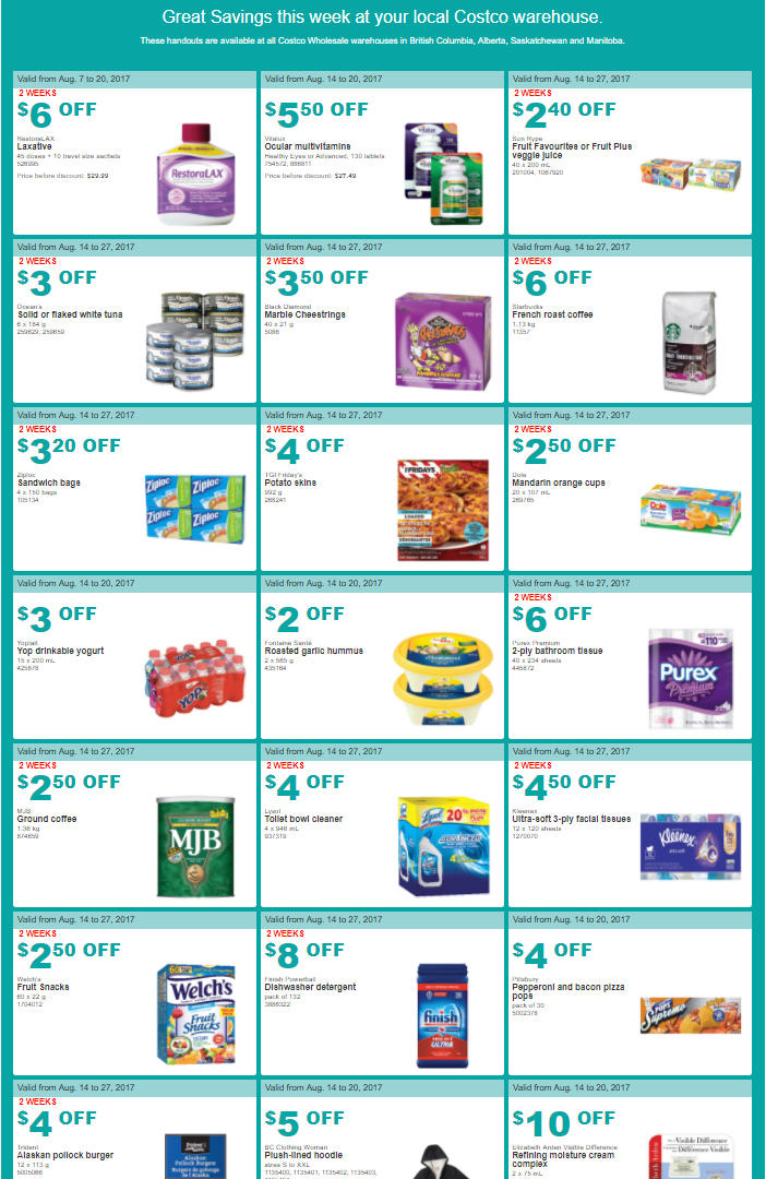 Costco: Weekly Handout Instant Savings West Coupons (Aug 14-20)