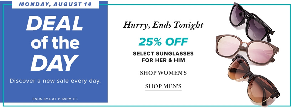 Hudson’s Bay: Deal of the Day – 25% Off Sunglasses (Aug 14)