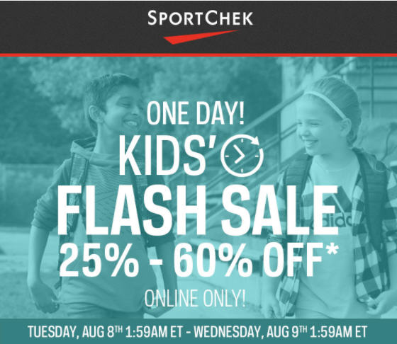 Sport Chek: Kid’s Flash Sale – 25% to 60% Off + Free Shipping All Orders (Aug 8)